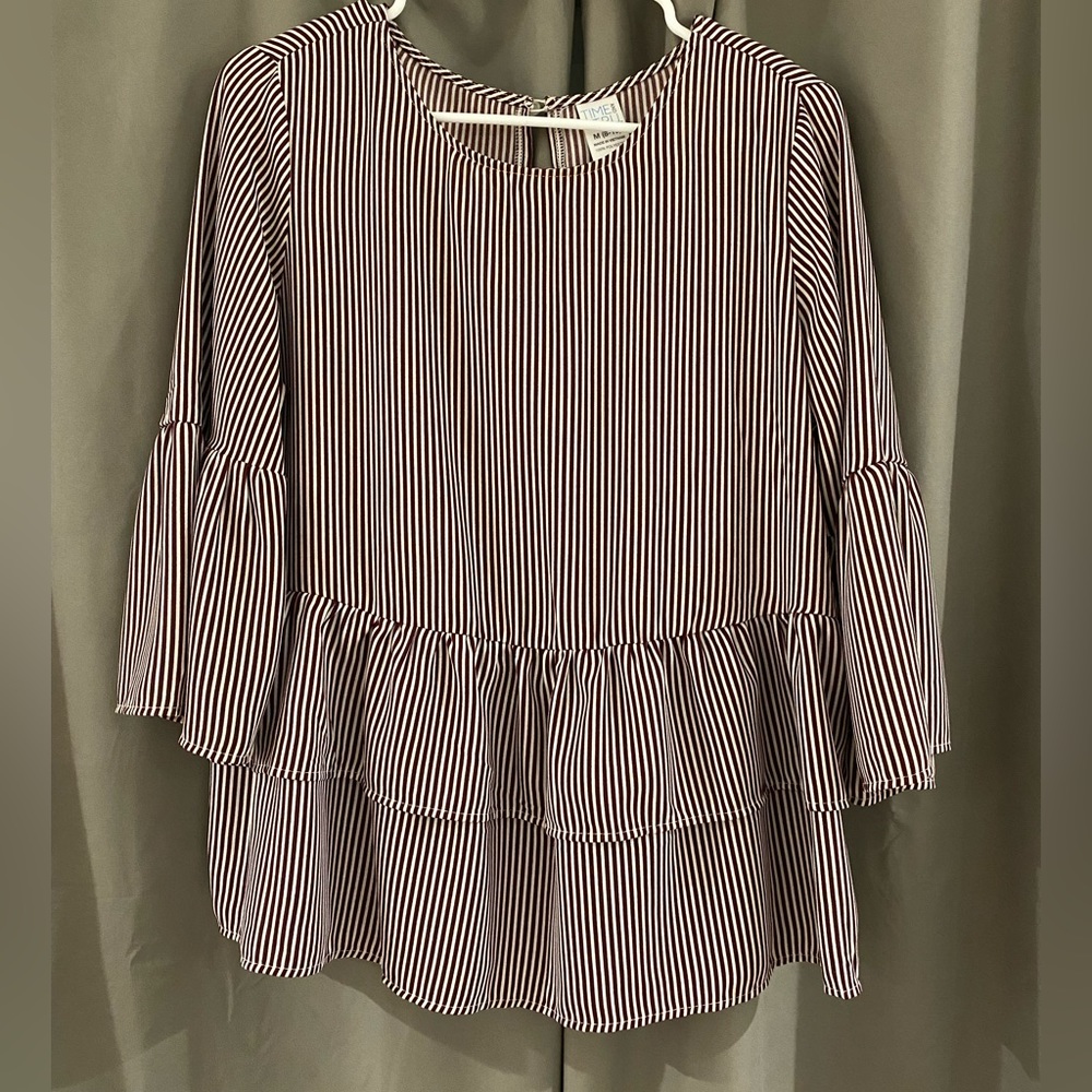 Time & Tru Red/White Striped Blouse
